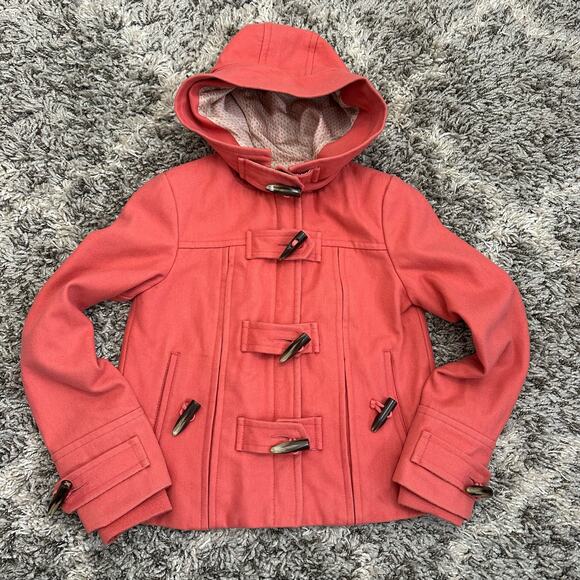 Anthropologie Elevenses Toggle Button Hooded Wool Jacket Pea Coat 0 XS - Picture 1 of 9